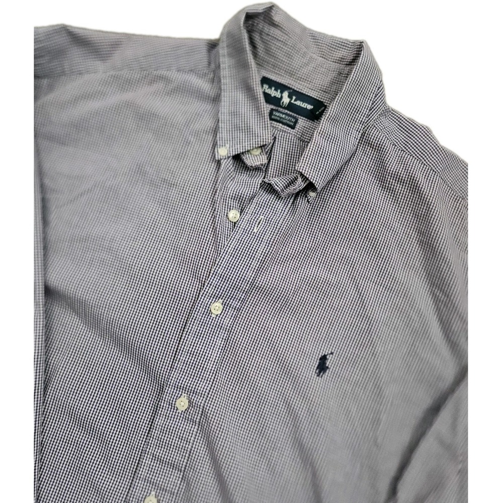 Ralph Lauren Yarmouth‎ Button Down 100% Cotton Shirt Men's 17 34/35 Purple Check